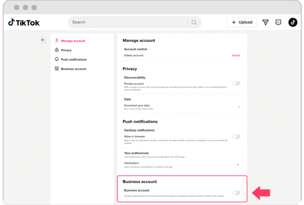 TikTok zakelijk account