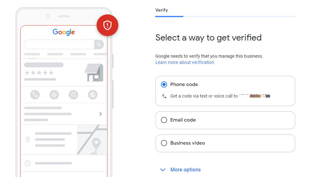 Kies hoe u de beheerdersstatus van uw Google bedrijfsprofiel wilt verifiëren.
