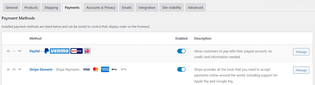 PayPal- en Stripe-betalingen