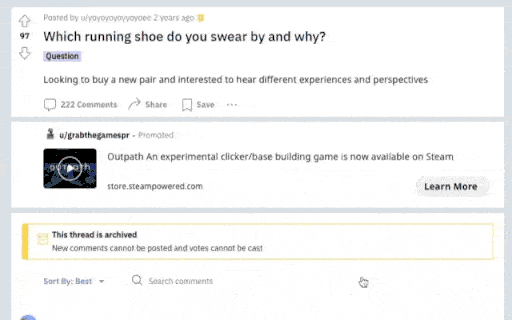 Reddit-discussie over het soort hardloopschoenen dat mensen mooi vinden en waarom.  