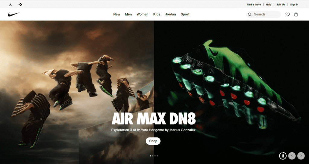 Website van Nike