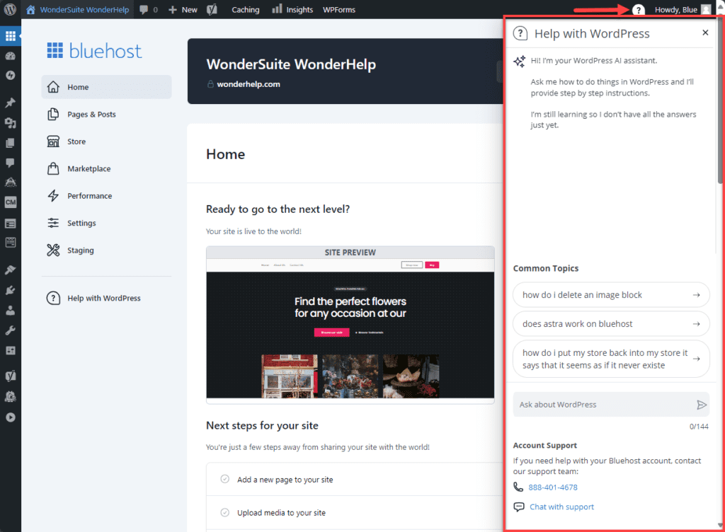 Bluehost wonderhelp
