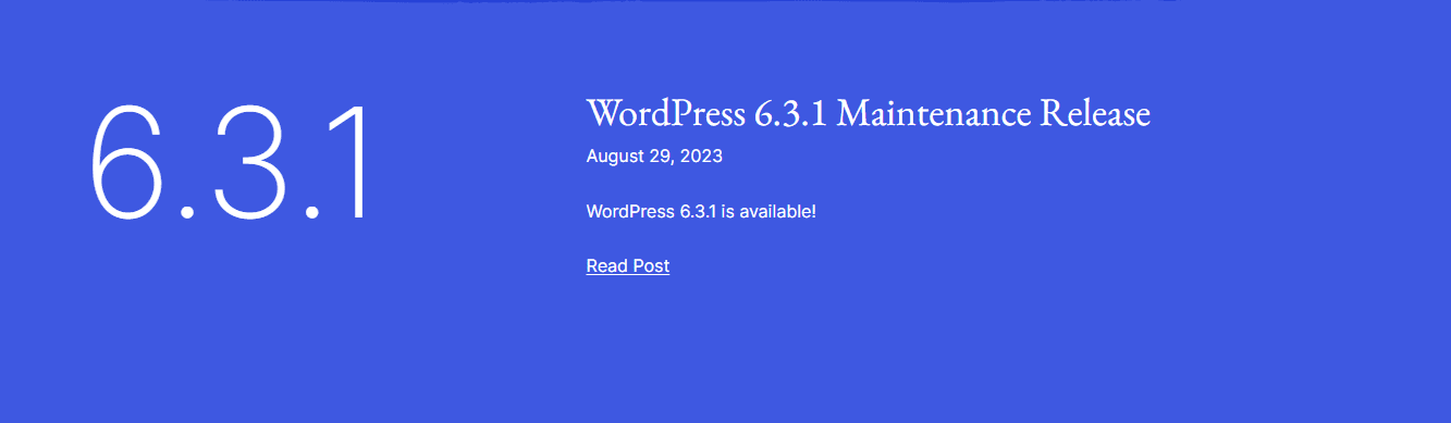 WordPress 6.3.1 is een onderhoudsupdate.