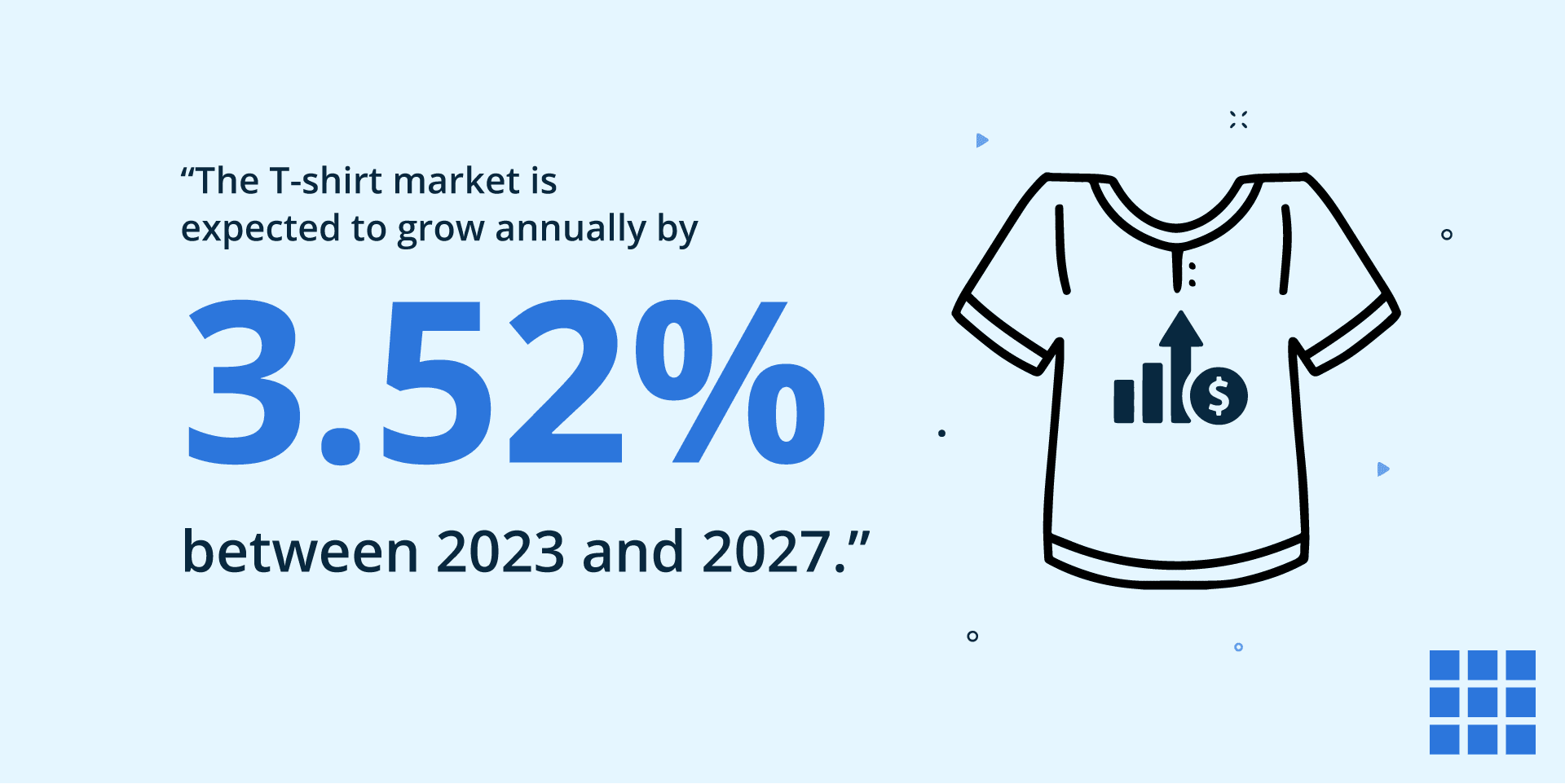 De T-shirtmarkt zal tussen 2023 en 2027 naar verwachting jaarlijks met 3,52% groeien.