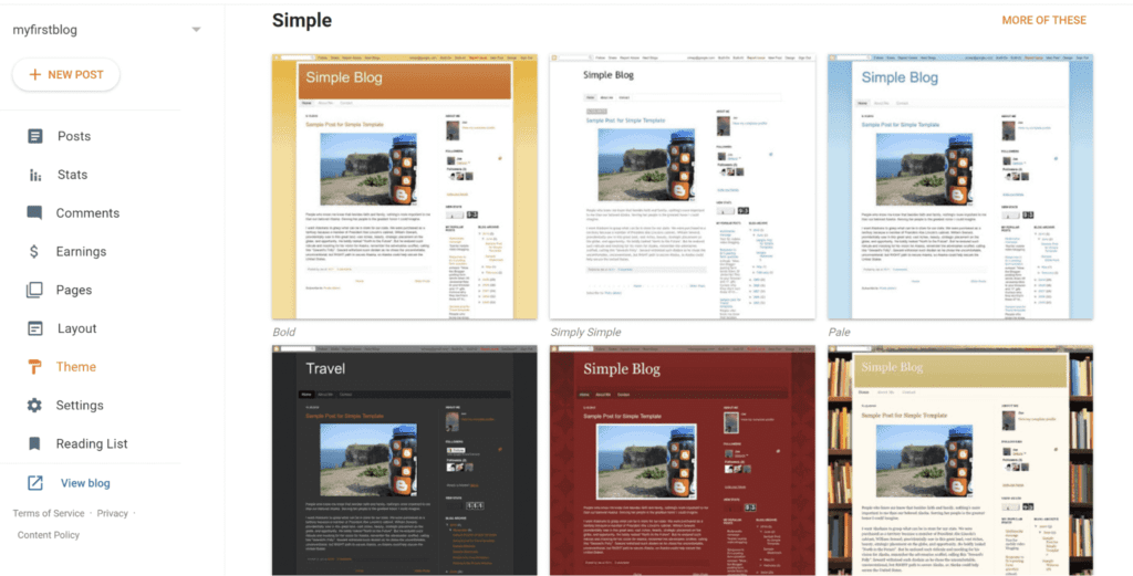 Blogger: Ontwerp- en aanpassingsopties.