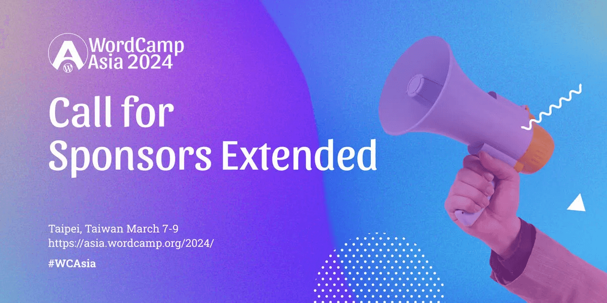 WordCamp Asia heeft een oproep gedaan voor sponsors.  