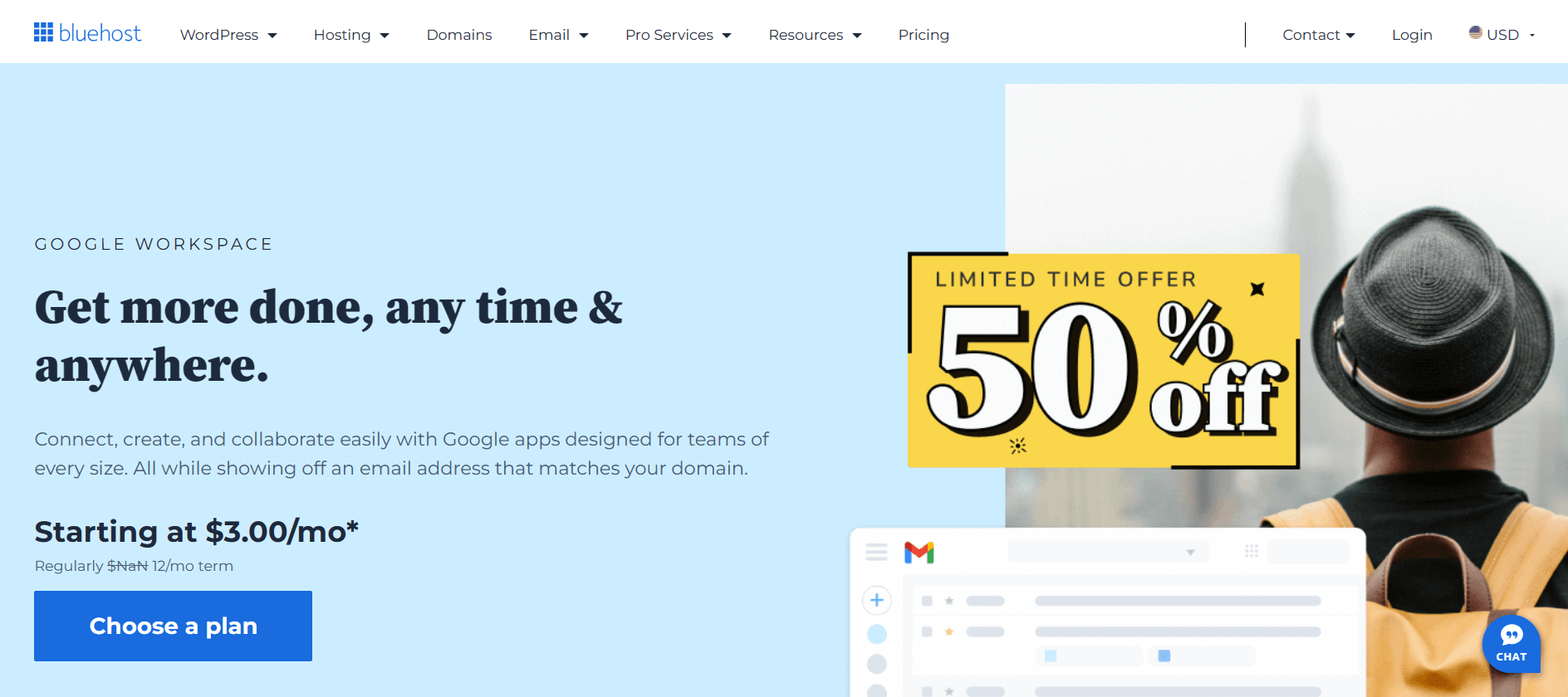 Bluehost integreert met Google Workspace om je professionele e-mails tot leven te brengen.