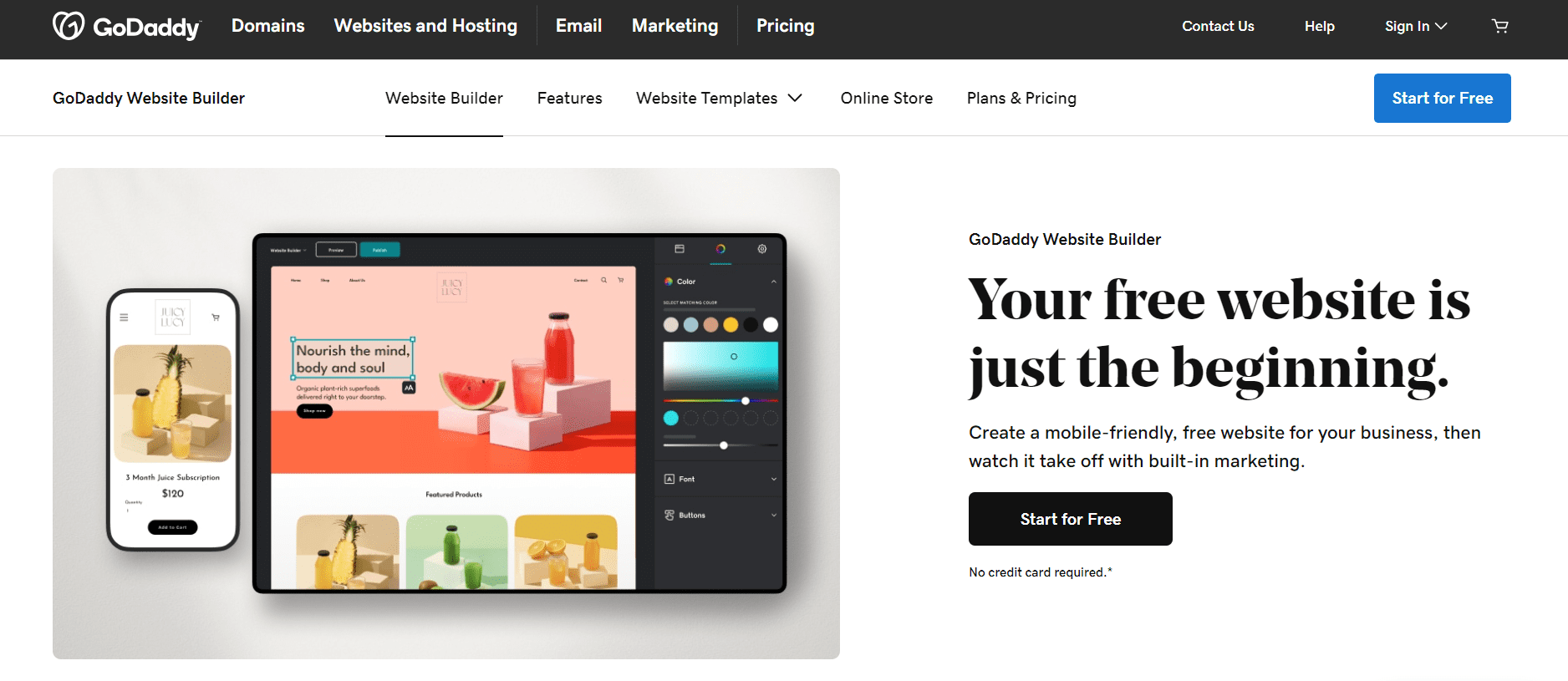 GoDaddy Website Builder is een hoog aangeschreven Squarespace-alternatief voor nieuwe website-eigenaars.