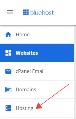 Navigeer naar Hosting aan de linkerkant van het dashboard van Accountbeheer.
