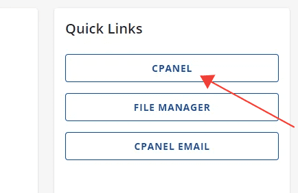 Ga naar CPANEL onder Snelle koppelingen.