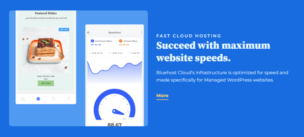 Bluehost biedt snelle cloudhosting