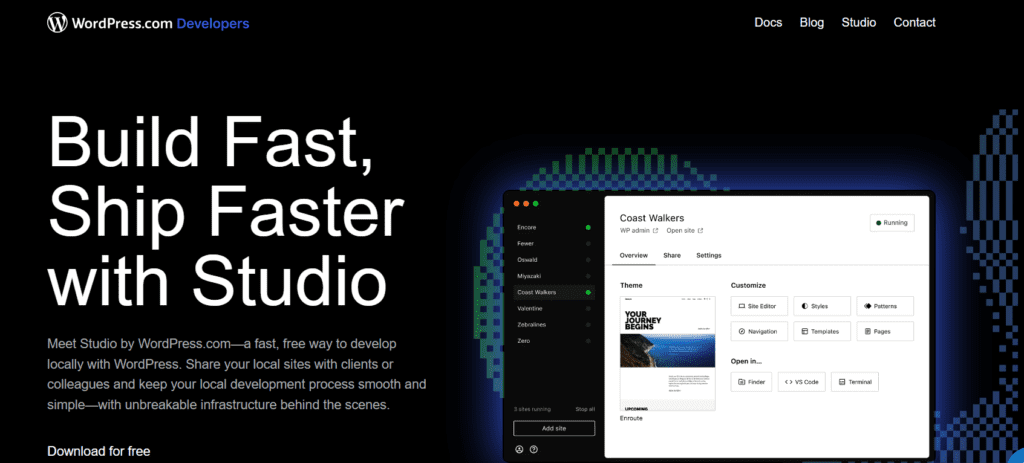 Studio door WordPress