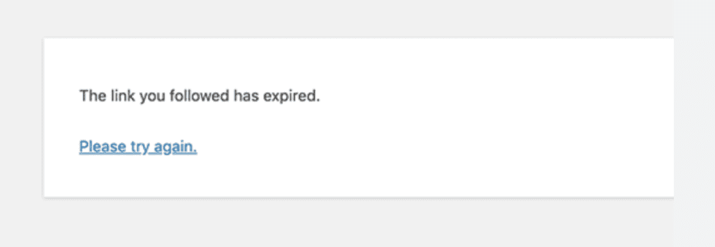 wordpress link verlopen fout