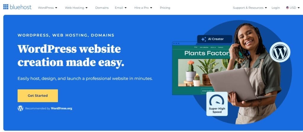 Bluehost - beste vliegwiel alternatief