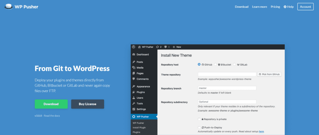 WP Pusher website
