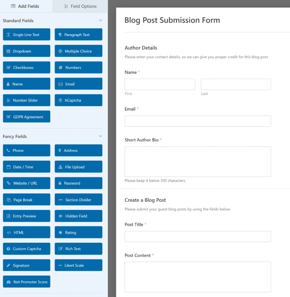 Inzendformulier voor blogposts