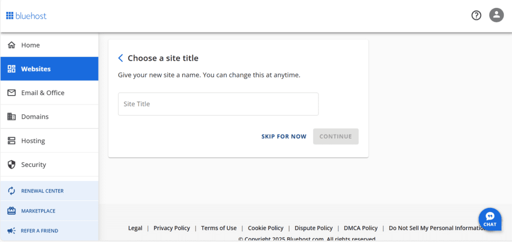 Bluehost achterliggende domeinnaam