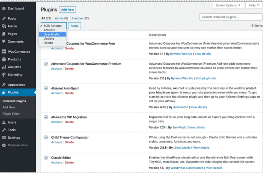 Plugin deactiveren