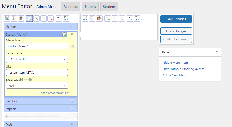 Menu-editor WordPess