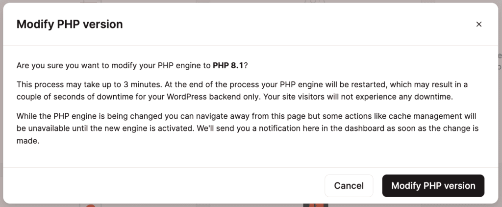 PHP versie wijzigen