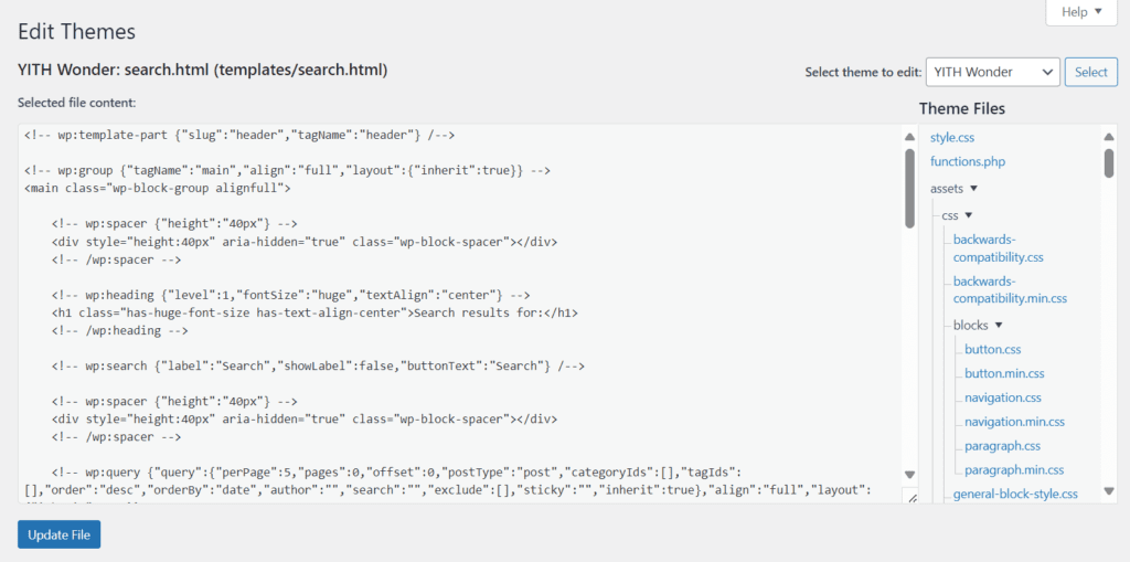 Bewerk search.html