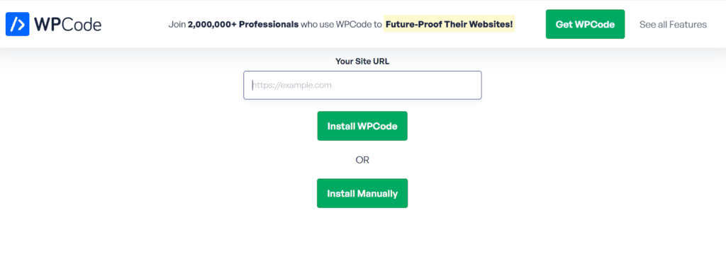 Website van Screengrab WPCode  