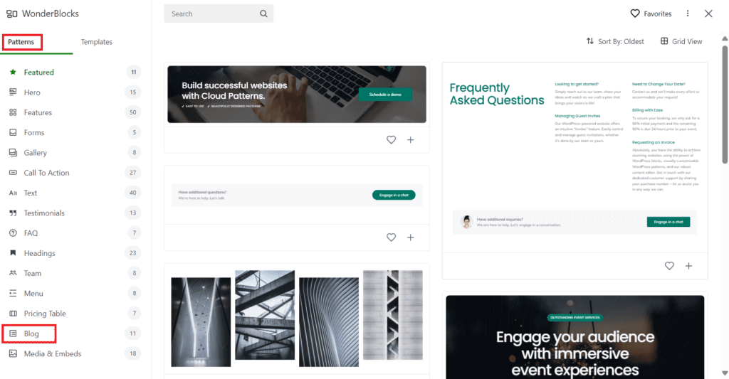 Screengrab van Wonderblocks backend