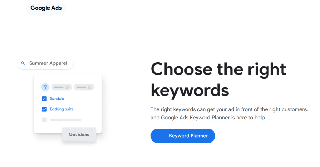 Pagina van google zoekwoordplanner