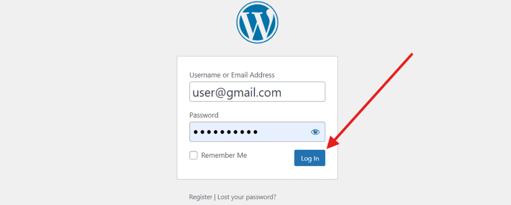 Voer uw WordPress-gebruikersnaam en -wachtwoord in