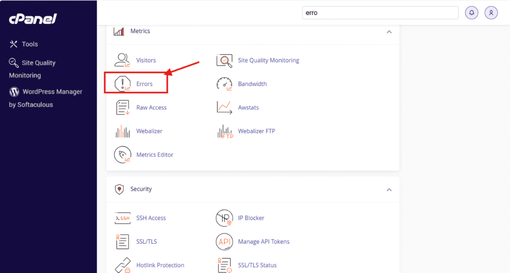 Fouten in cPanel