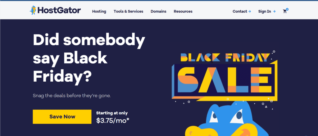 HostGator website Black Friday uitverkoop