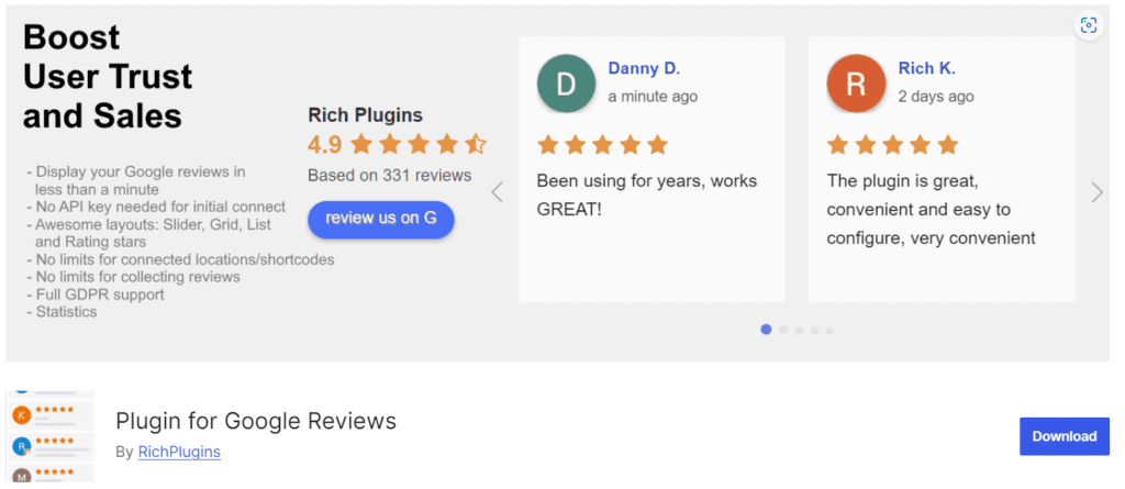 Plugin voor Google Reviews