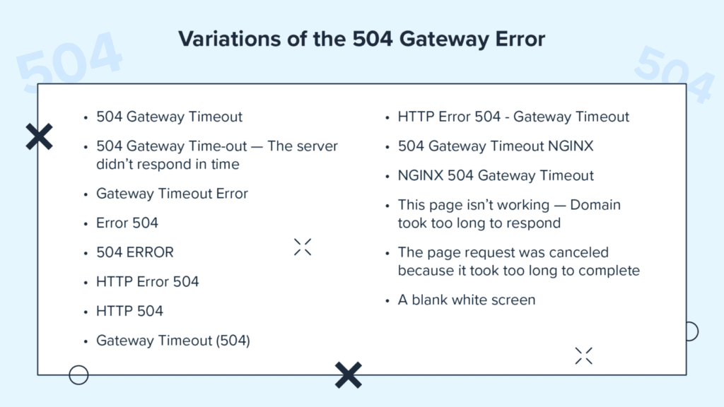 Variaties van de 504 gateway timeout fout