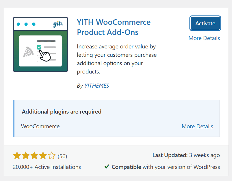YITH WooCommerce Product Add-on activeren