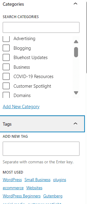 Categorieën en tags