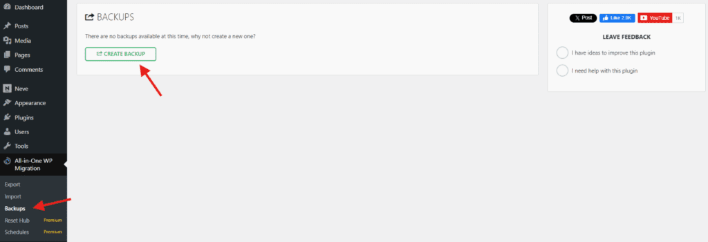 Maak een back-up van uw website
