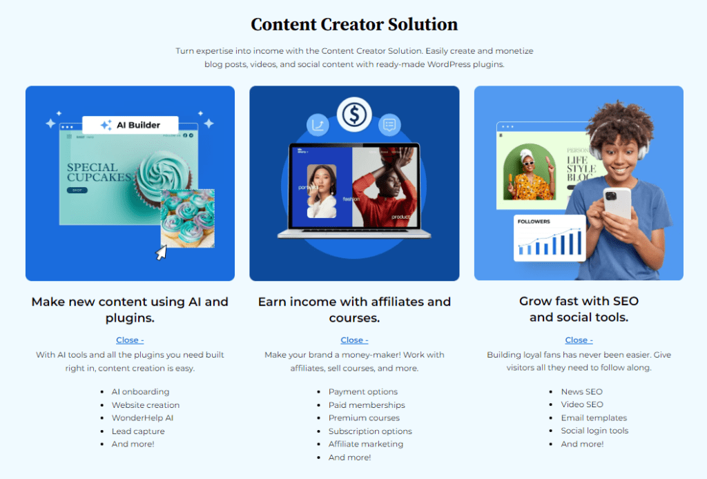 Bluehost Content Creator-oplossing  