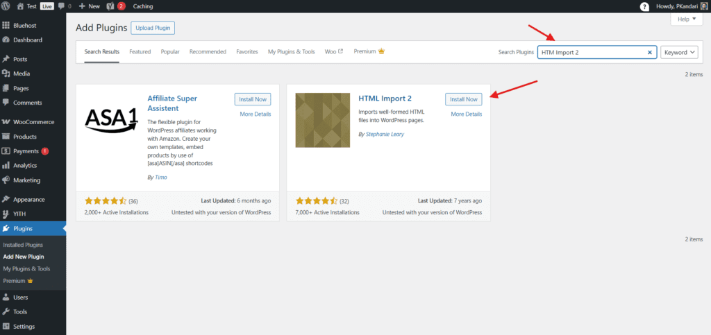 HTML Import 2 plugin