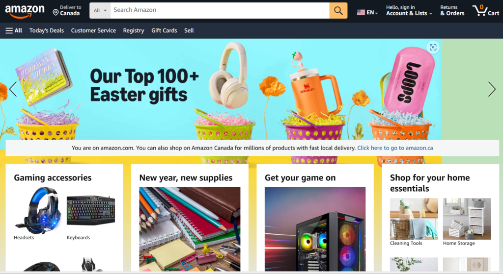 Het megamenu van Amazon