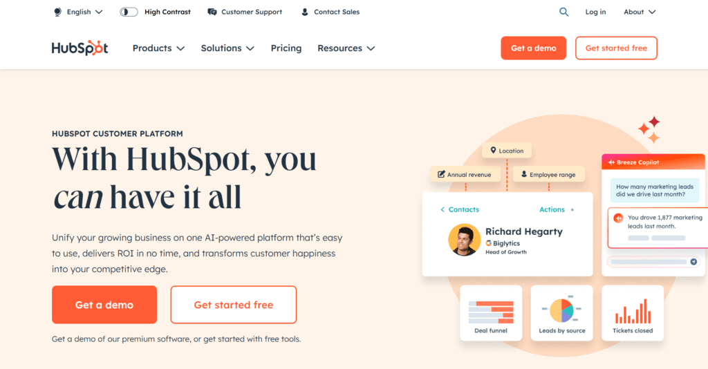 HubSpot pagina