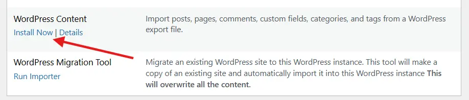 Installeer WordPress-inhoud