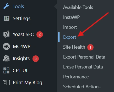 Wordpress export tool