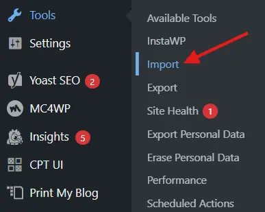 Open importinstelling