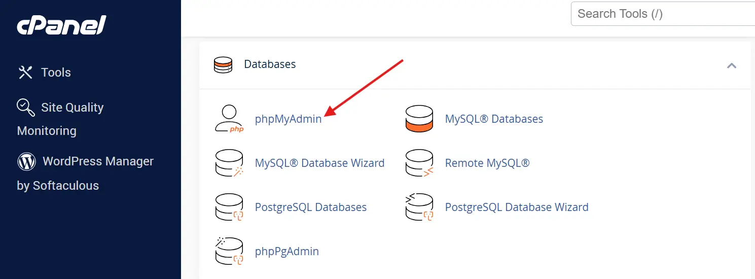 phpmyadmin openen