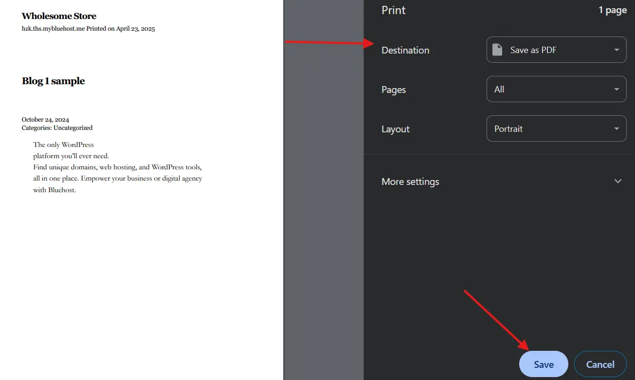 Opslaan in pdf
