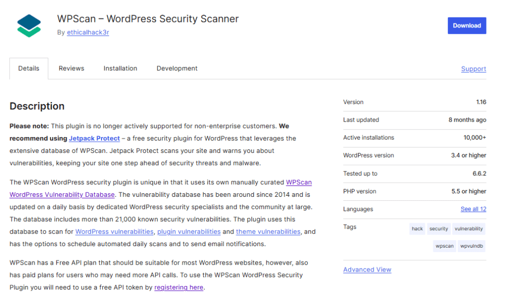 Website van WPScan